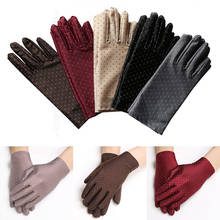 Women Gloves Autumn UV Protection Thin Dancing Elastic Mittens 2020 New Fashion Dot Printed Ladies Full Finger Driving Gloves 2024 - buy cheap