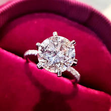 Caoshi clássico anel de casamento para as mulheres design simples 6 garra redonda cor prata aaa cz noivado elegante jóias femininas melhor presente 2024 - compre barato