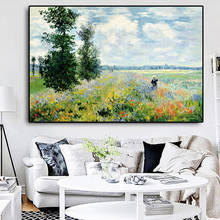 Claude Monet Poppy Field Landscape Oil Painting on Canvas  Reproduction Posters Impressionist Wall Art Living Room Cuadros 2024 - buy cheap