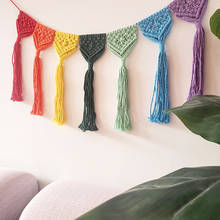 Chic Bohemian Rainbow Garlands Kids Room Wall Hanging With Tassel Decor Nursery Woven Knitted Decor Props For Home Tent Ornament 2024 - buy cheap