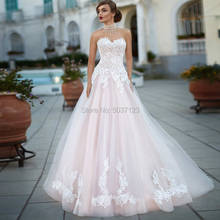 Light Pink Wedding Dress A Line Strapless Sweetheart Sleeveless Lace Appliques Lace Up Vestido De Noiva Bridal Gown Court Train 2024 - buy cheap