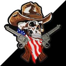 National flag skull biker patch for Jacket backing, punk motorcycle embroidery skeleton biker , skull patch Garment Accessory 2024 - buy cheap