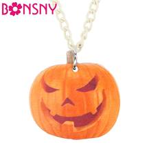 Bonsny Acrylic Halloween Demon Pumpkin Necklace Pendent Chain Choker Festival Decoration  Jewelry For Girls Teen Lady Party Gift 2024 - buy cheap