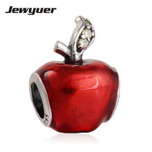 2015 New Apple charms with Red Enamel 925 Sterling Silver jewelry charm Fine jewelry Fit brand beads Bracelets DIY making 2024 - buy cheap