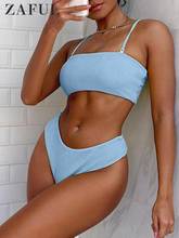Zaful acolchoado bandeau conjunto de biquíni feminino maiô alta corte feminino sexy strapless verão praia banho brasileiro 2024 - compre barato