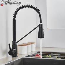 Black Pull Down Kitchen Faucet Deck Mount Spring Kitchen Faucet Tap Hot Cold Mixer Crane 360° Free Rotatble Torneira De Cozinha 2024 - buy cheap