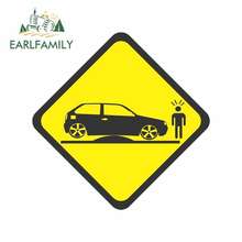 Earlfamily 13cm x 13cm etiquetas de advertência etiqueta do carro rendimento aqui para peds decalque 2024 - compre barato