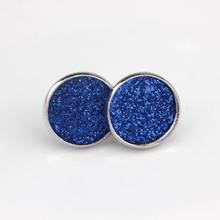 ZWPON Small Glitter Leather Round Stud Earrings for Women Fashion Circle Earrings Piercing Jewelry 2019 Mini Earrings Wholesale 2024 - buy cheap