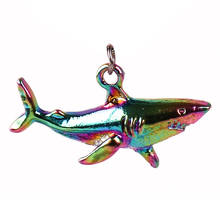 Colgante de aleación para collar, accesorios de joyería de Color arcoíris, Punk, tiburón, Océano, Animal, playa, vacaciones, regalo de Navidad, 10 Uds. 2024 - compra barato