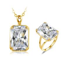 Szjinao Luxury 14K Gold Jewelry Set For Women Shiny VVS Clear Diamond Pendant Ring Sets Real 925 Sterling Silver Fashion Jewlery 2024 - buy cheap