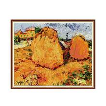 Van Gogh-Haystacks In Provence cross stitch kit aida 14ct 11ct count printed canvas stitches embroidery DIY handmade needlework 2024 - buy cheap