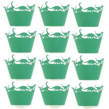 Envoltorios de dinosaurios de la selva para cupcakes, suministros para fiestas de cumpleaños, decoración de pasteles para Baby Shower, 12 unids/set por Set 2024 - compra barato