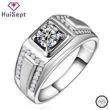 HuiSept Rings for Men 925 Silver Jewelry with Zircon Gemstones Open Finger Ring Wedding Party Accessories Wholesale Dropshipping 2024 - buy cheap