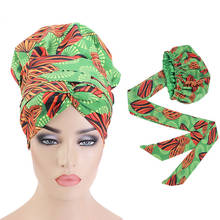 New Extra Large Satin Lined Bonnets Hat African pattern bonnet With Long Ribbon headwrap Print fabric Ankara hair Bonnet Hat 2024 - buy cheap