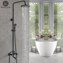 Conjunto completo de chuveiro, ducha, alavanca única, parede, 8 polegadas, torneira de banheiro, preto, bronze, volante 2024 - compre barato