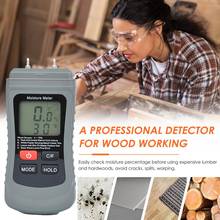 Dois pinos digital medidor de umidade madeira umidade testador higrômetro madeira detector úmido grande display lcd 2024 - compre barato