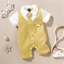 0-18M Newborn Infant Baby Boys Romper Gentleman Suit Formal Summer Jumpsuit Playsuit Outfits 2024 - buy cheap