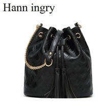 HANN INGRY 2021 New Lady one-shoulder Handbag New Casual Bucket Simple bag Diamond Lines Chain With Tassel Fashion big bag H209D 2024 - buy cheap