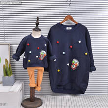 Mother And Daughter Clothes Autumn Family Matching Clothes Pompom Family Look Mom Daughter Son Sweatshirt Mommy And Me Clothes 2024 - buy cheap