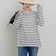 Johnature New Striped Casual T-Shirts Women 2022 Autumn Simple All Match Loose O-neck Full Sleeve Loose 3 Colors Tops 2024 - buy cheap