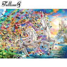 FULLCANG Unicorn Fantasy diy 5d mosaic diamond painting full square round drill rhinestone embroidery sale animals decor FC3183 2024 - buy cheap