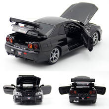 HOMMAT 1:32 Black GTR 34 Skyline 1998 Sport Car Vehicle Alloy Metal Diecast Toy 1/32 Car Model Gift Toys For Boys Kids Pull Back 2024 - buy cheap