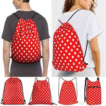 Polka Dot White On Red Women Drawstring Sackpack Gym Bags Men Outdoor Travel Backpacks For Training Fitness Swimming Bag 2024 - buy cheap