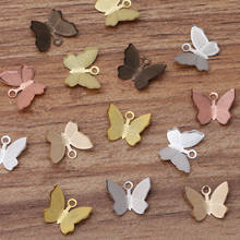Conector pingente borboleta filigrana, acessórios de joias diy de metal bronze 11*13mm com 100 peças 2024 - compre barato