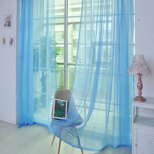 1 PCS Pure Color Tulle Door Window Curtain Drape Panel Sheer Scarf Valances #LR3 2024 - buy cheap
