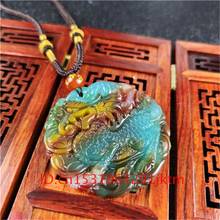 Charm Color Gifts Chinese Men Carved Hand Amulet Kirin Fashion Pendant Jadeite Women Jade Necklace Natural for Jewelry 2024 - buy cheap