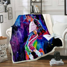 Michael jackson manta de lã estampada 3d, cobertor para camas caminhadas piquenique grosso colcha fashion throw 2024 - compre barato