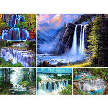 Pintura de diamantes 5D DIY, bordado de diamantes de paisaje, imágenes de cascada de diamantes de imitación, mosaico de punto de cruz, decoración del hogar 2024 - compra barato