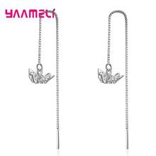 Top Fashion Women 925 Sterling Silver Ear Line Long Earrings for Girls Cut Fly Bird Drop Dangle Female Jewelry Party Gift 2024 - buy cheap