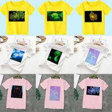 Nova chegada roupas do menino medusa luminosa impressão kawaii camisa harajuku bebê menina topo de manga curta meninas camiseta moda kawaii 2024 - compre barato