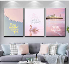 Северный плакат Розовый фламинго розовая настенная морская картина рисунок на холсте, фотографии Decoracion картина настенные картины для гостиной без рамы 2024 - купить недорого