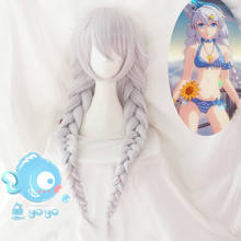 Kiana Kaslana Honkai Impact 3-pelo sintético trenzado de plata, resistente al calor, para Halloween, fiesta de carnaval, Cosplay + gorro de peluca gratis 2024 - compra barato