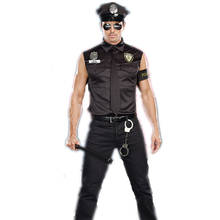 Fantasia de filme cosplay adulto halloween, uniforme de polícia masculino fino de manga curta 2024 - compre barato