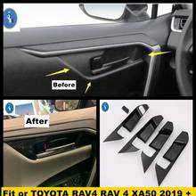 Carbon Fiber Look Interior Refit Inner Door Pull Handle Hand-clasping Bowl Cover Trim For TOYOTA RAV4 RAV 4 XA50 2019 - 2022 2024 - buy cheap