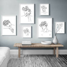 Abstract Line Lady Head Flowers Nordic Posters And Prints Wall Art Canvas Painting Wall Pictures For Living Home Bed Room Decor 2024 - buy cheap