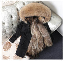 2022 New Winter Coat Long Women Casual Large Real Raccoon Fur Jacket Coat Parka Streetwear Thick Warm 2024 - buy cheap
