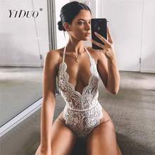 YiDuo-Body de encaje Floral con espalda descubierta para mujer, transparente, Sexy, con cuello en V profundo, transparente, y Club para fiesta, 2019 2024 - compra barato