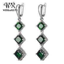 WEGARSTI 925 Sterling Silver Drop Earrings For Women Rose Blue Green Color Cubic Zirconia Party Hot Sale Earing Wedding Jewelry 2024 - buy cheap