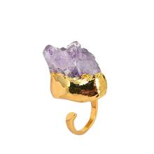 GG Jewelry-anillos de Color dorado para mujer, gemas de amatista púrpura Natural, piedra drusa, joyería para mujer 2024 - compra barato