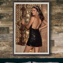 E282 jena goldsack modelo sexy estrela de cinema parede pano de seda poster arte decoração para casa presente 2024 - compre barato