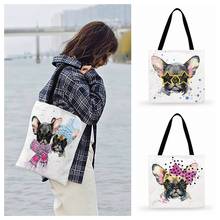 Outdoor Beach Bag Shopping Bags French Bulldog Watercolor Art Painting Print Tote Bag For Women Casual Tote Ladies Shoulder Bag 2024 - buy cheap