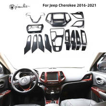 For Jeep Cherokee 2016-2021 Accessories Carbon Fiber Style Door Gear Head Steering Wheel Center Console Decorative 3D Sticker 2024 - buy cheap