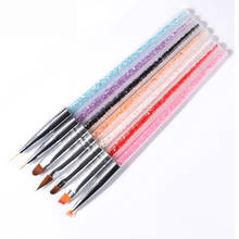 7Pcs Nail Art Brush Rhinestones Handle UV Gel Polish Nails Tips Liner Drawing Painting Pen 3d Gradient DIY Manicure Brushes Set 2024 - buy cheap