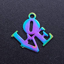 5pcs/lot 100% Stainless Steel Love Word diy Charms With Rainbow Plated Wholesale Dropshipping Jewelry Making Pendant Never Rust 2024 - buy cheap