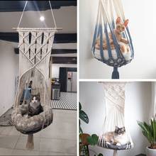 Hand-Woven Hanging Basket Cotton Pet Nest Cat Dog Hammock Thread Toy Swing Bohemian Wall Hanging Macrame 5 Sizes 2024 - купить недорого