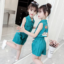 Summer Girls Clothes Set Children Clothing Outfits  Sleeveless Tops 2pcs Kids Girls Casual Suit Tracksuit 6 8 10 12 Years 2024 - buy cheap
